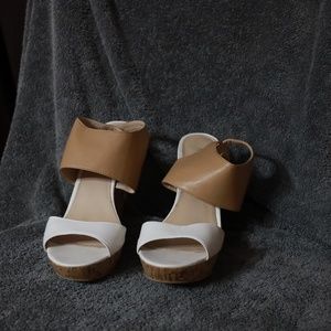 White Tan Nine West Sandals